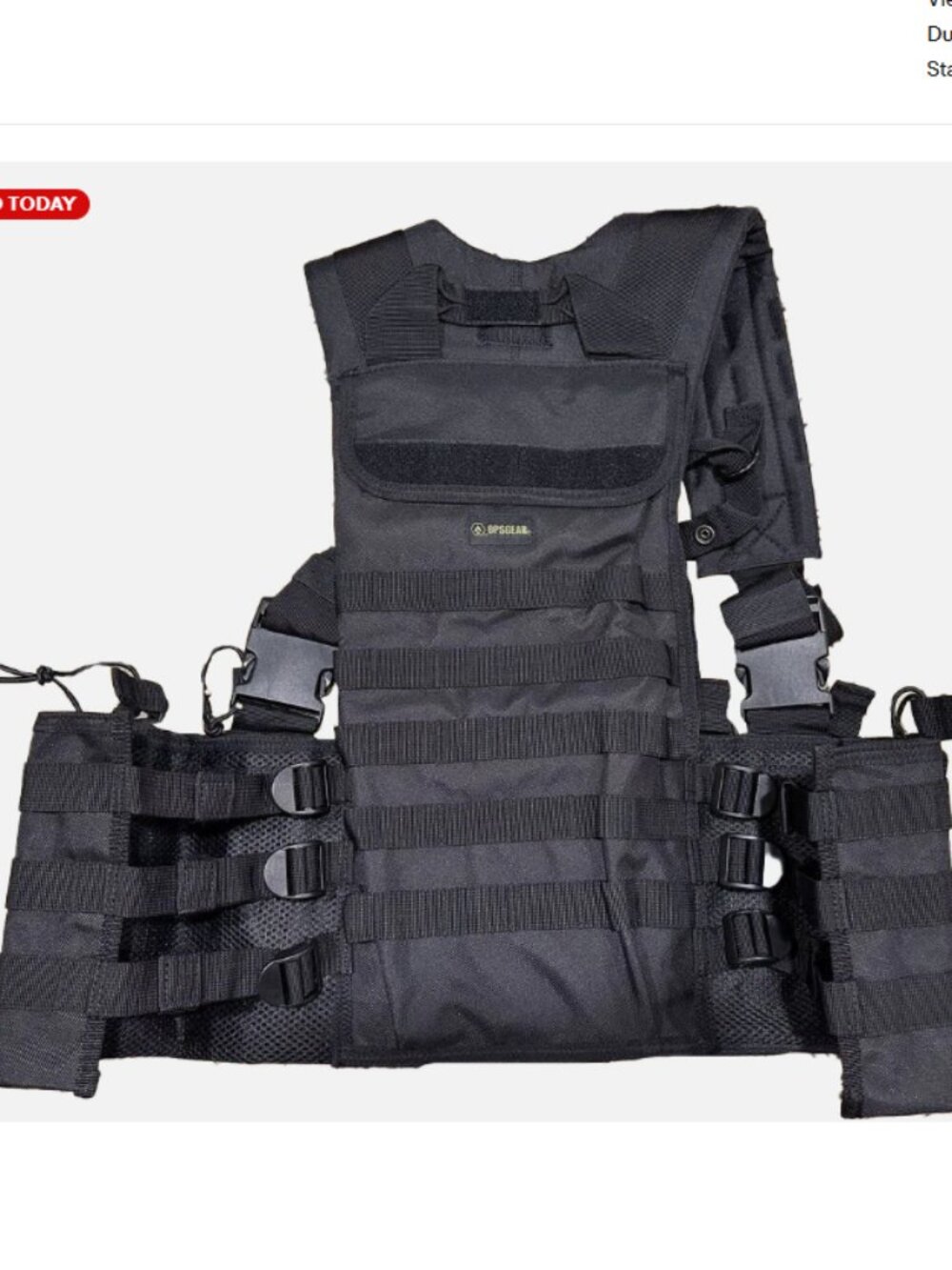 One Size Adult Adjustable Tactical Gear Molle Chest Rig Vest - Black